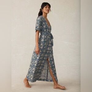 Faherty - BRAND NEW -Dune Cotton Gauze Camille Midi Dress - Tranquil Tides Print
